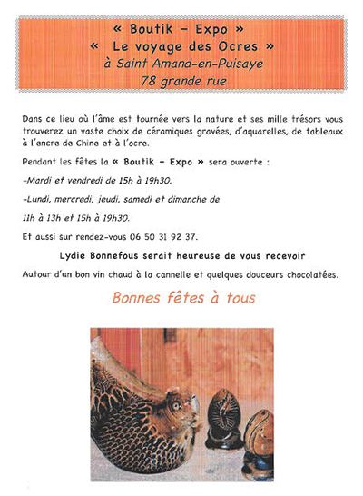 Grs Puisaye : Exposition - Le voyage des Ocres avec Lydie Bonnefous